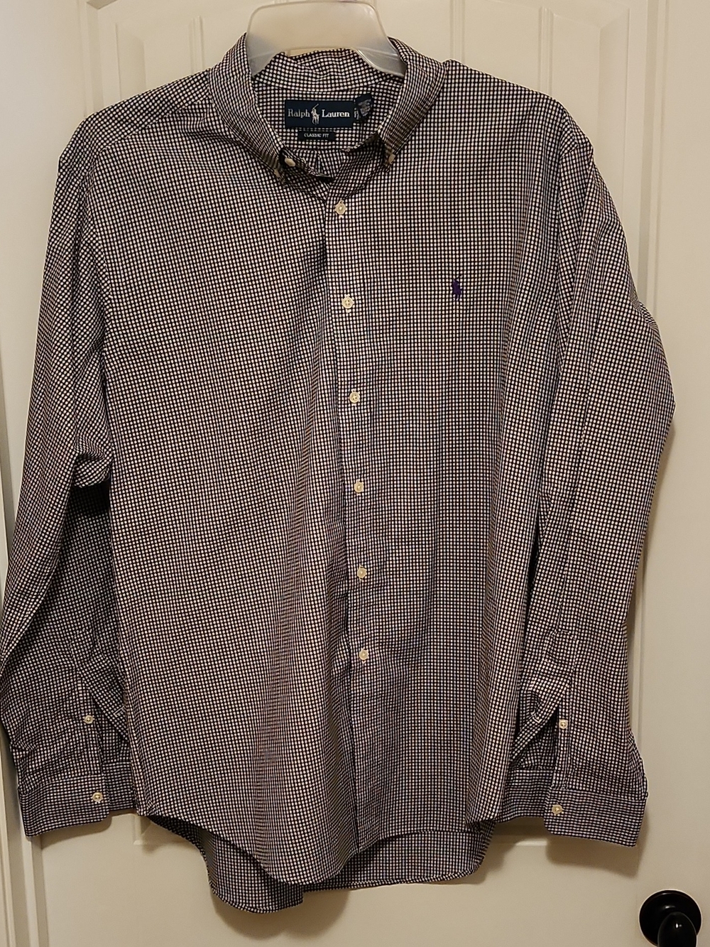 Ralph Lauren Men's Blue and White Gingham Button-Down Shirt